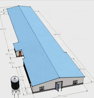 आकार 120m x 20m अछूता डिजाइन पूर्वनिर्मित इस्पात संरचना चिकन हाउस